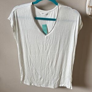 Maurices Shimmery White Short Sleeve Tee